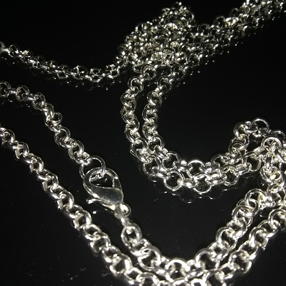 3 Pack - New 32" Silver Plated Rolo Chain Necklace - Picture 5 of 5
